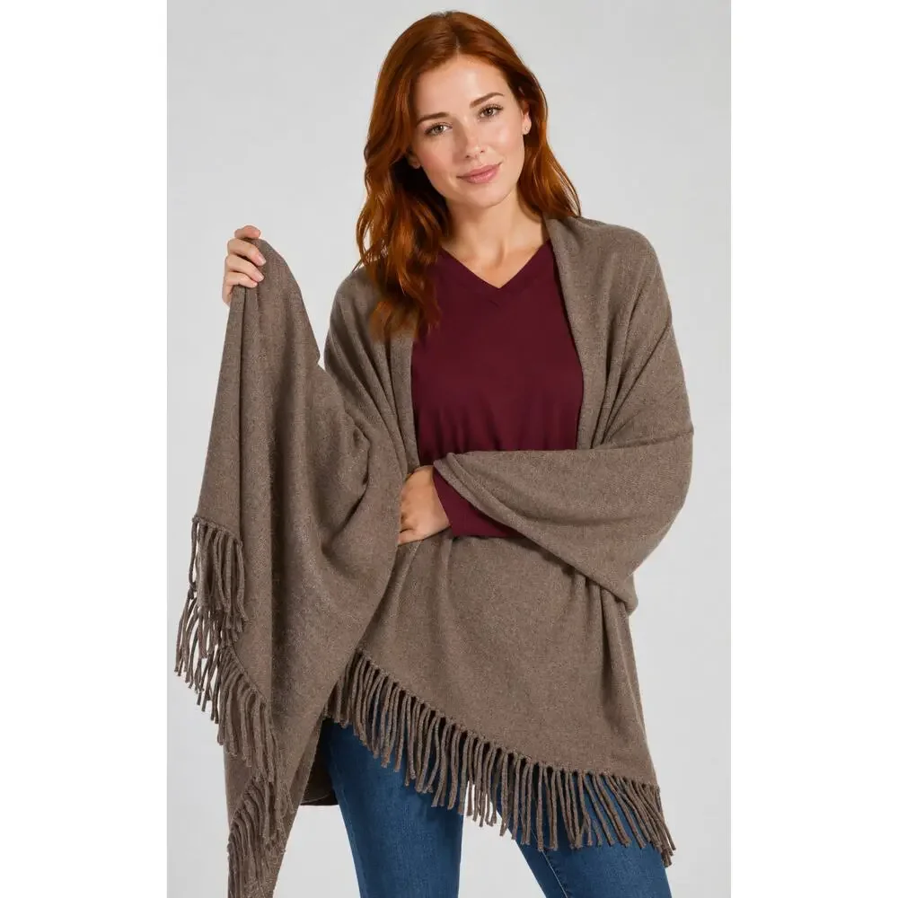 Fishers Finery 100% Pure Cashmere Shawl Wrap Scarf Cappuccino In Gift Box New
